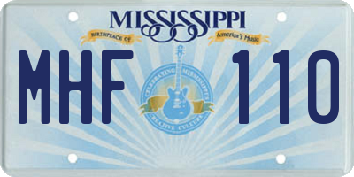 MS license plate MHF110