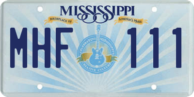 MS license plate MHF111
