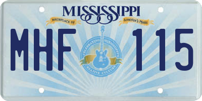 MS license plate MHF115