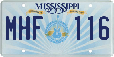 MS license plate MHF116