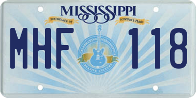 MS license plate MHF118