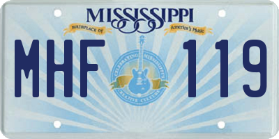 MS license plate MHF119