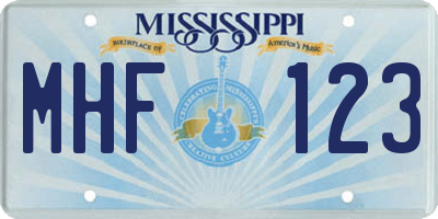 MS license plate MHF123
