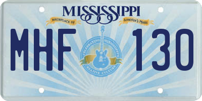MS license plate MHF130