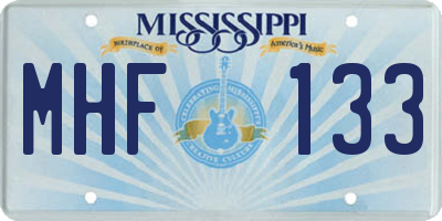 MS license plate MHF133