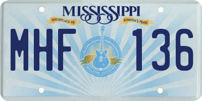 MS license plate MHF136