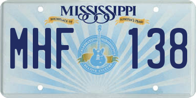 MS license plate MHF138