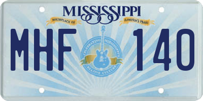MS license plate MHF140