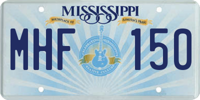MS license plate MHF150