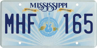 MS license plate MHF165