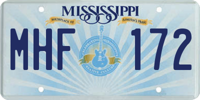 MS license plate MHF172