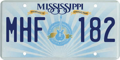 MS license plate MHF182
