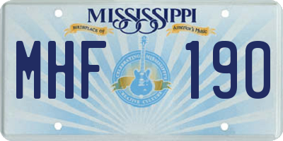 MS license plate MHF190