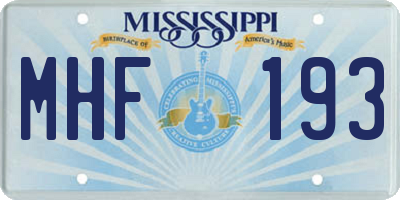 MS license plate MHF193