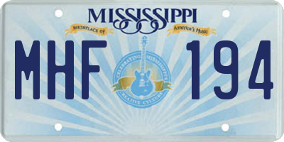 MS license plate MHF194