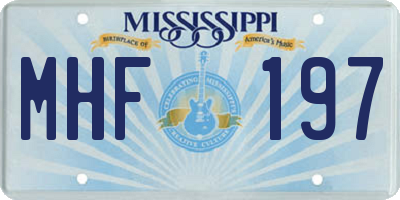 MS license plate MHF197