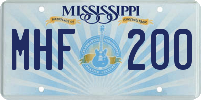 MS license plate MHF200