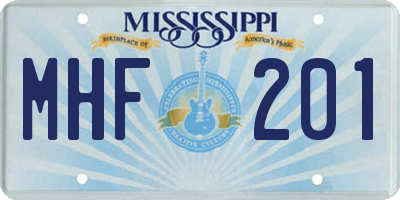 MS license plate MHF201