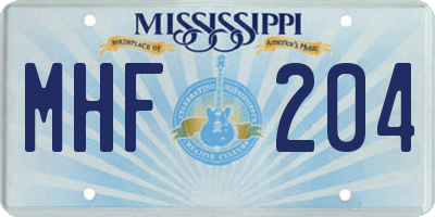 MS license plate MHF204