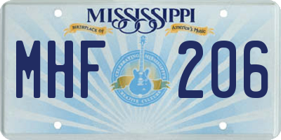 MS license plate MHF206