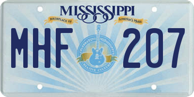 MS license plate MHF207