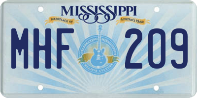 MS license plate MHF209