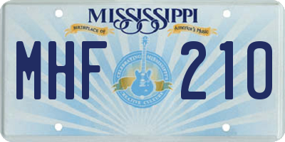 MS license plate MHF210