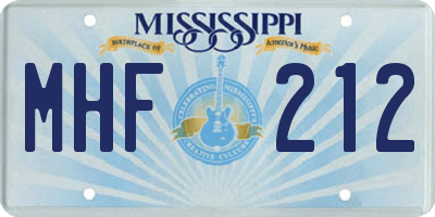 MS license plate MHF212