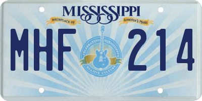 MS license plate MHF214