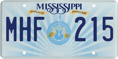 MS license plate MHF215