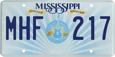 MS license plate MHF217
