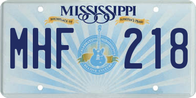 MS license plate MHF218