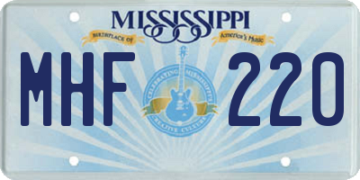 MS license plate MHF220