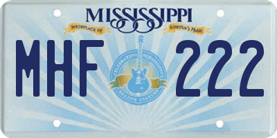 MS license plate MHF222