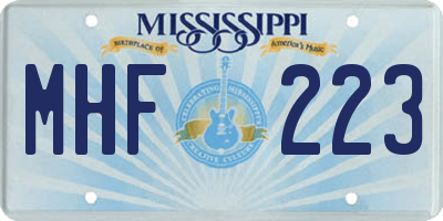 MS license plate MHF223