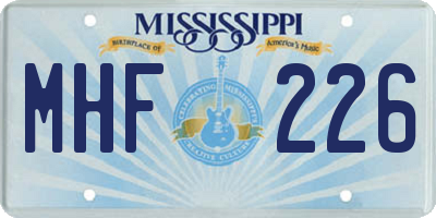 MS license plate MHF226