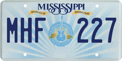 MS license plate MHF227