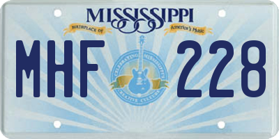 MS license plate MHF228