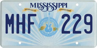 MS license plate MHF229