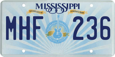 MS license plate MHF236
