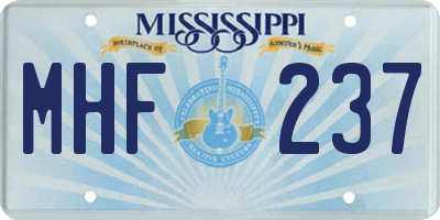 MS license plate MHF237