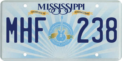 MS license plate MHF238