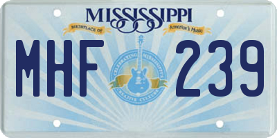 MS license plate MHF239