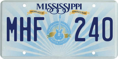 MS license plate MHF240
