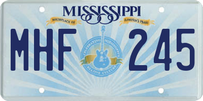 MS license plate MHF245