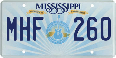 MS license plate MHF260