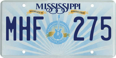 MS license plate MHF275
