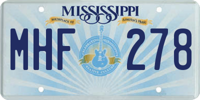 MS license plate MHF278