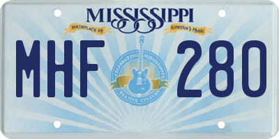 MS license plate MHF280