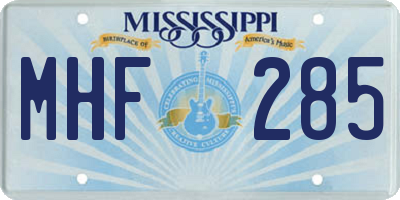 MS license plate MHF285